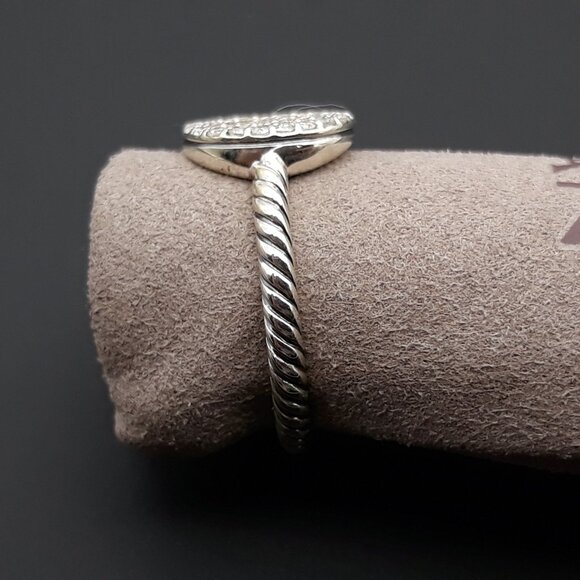 David Yurman Cable Collectibles Diamond Peace Sign Ring, Sterling Silver, Size 7 - Picture 4 of 5